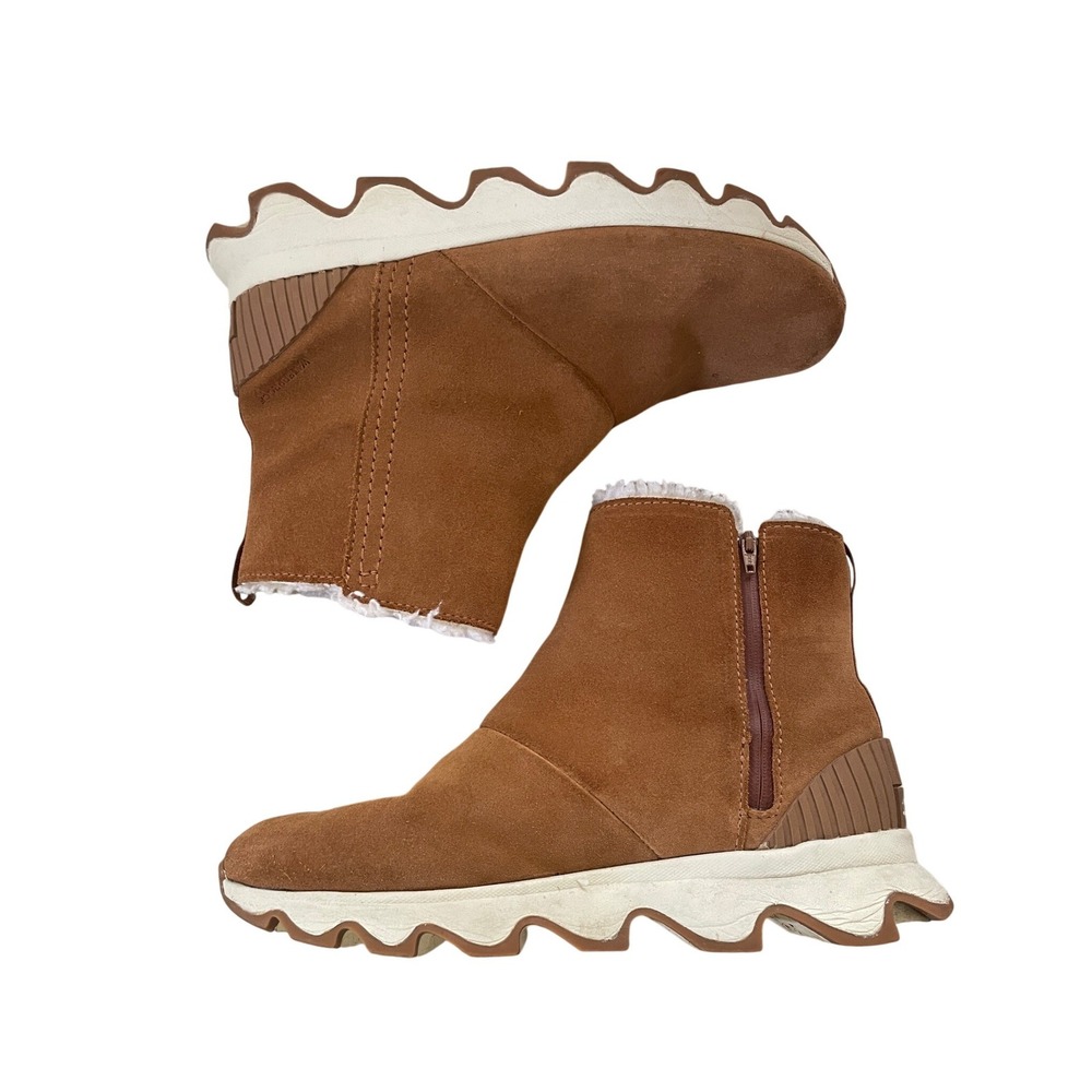 Kinetic Short Waterproof Suede Boots Tan Brown Size 8 by Sorel